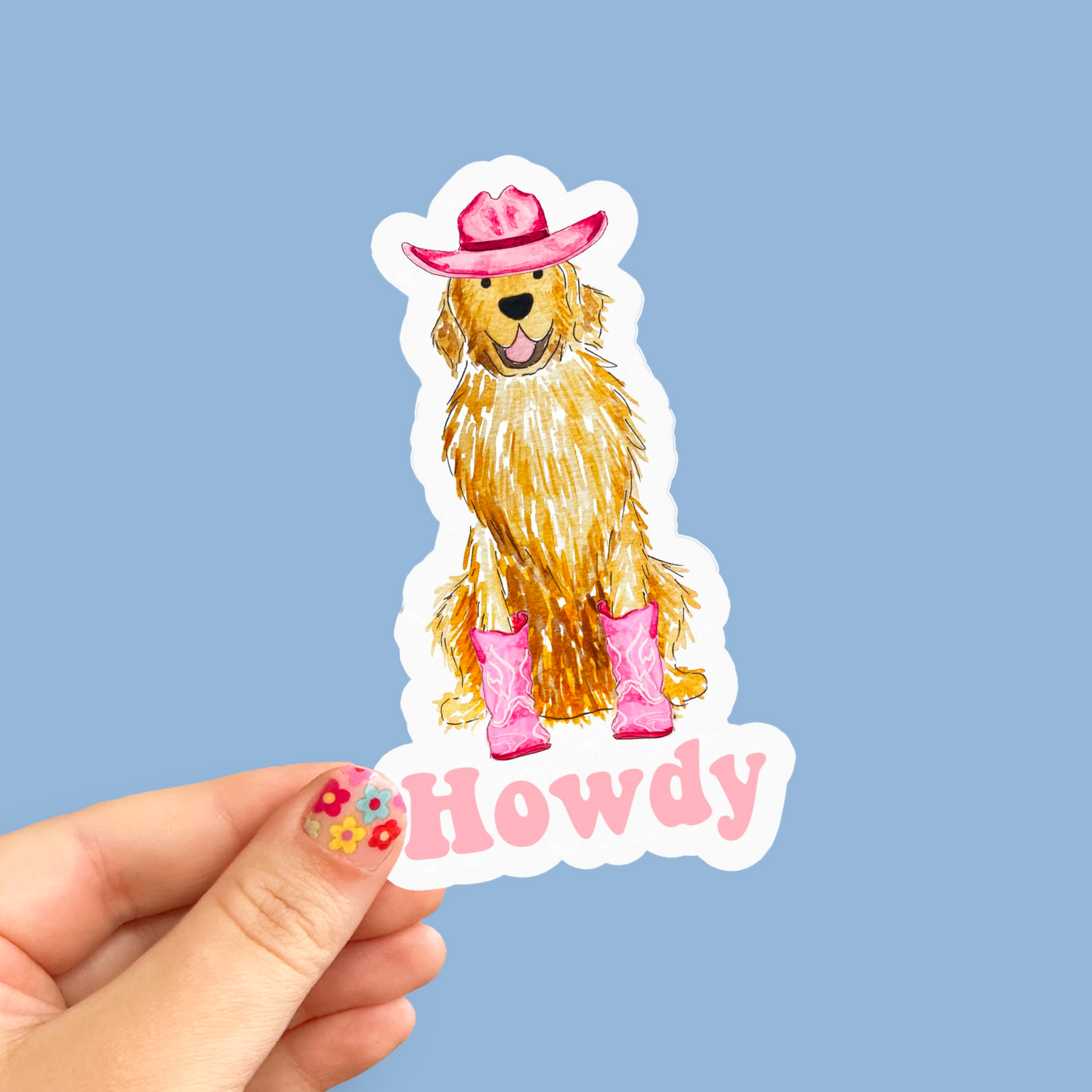 Howdy Cowgirl Golden Retriever Sticker Decal - 4" x 4"