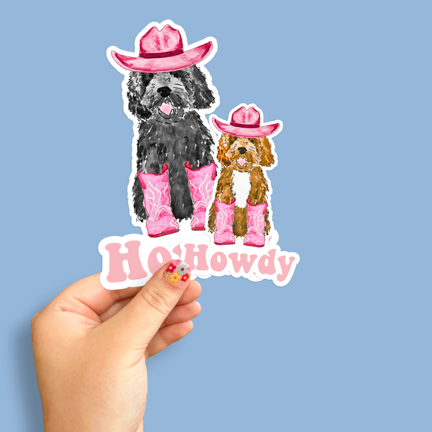 Howdy Cowgirl Apricot and Cream Mini Doodle Decal Sticker- 4" x 4"