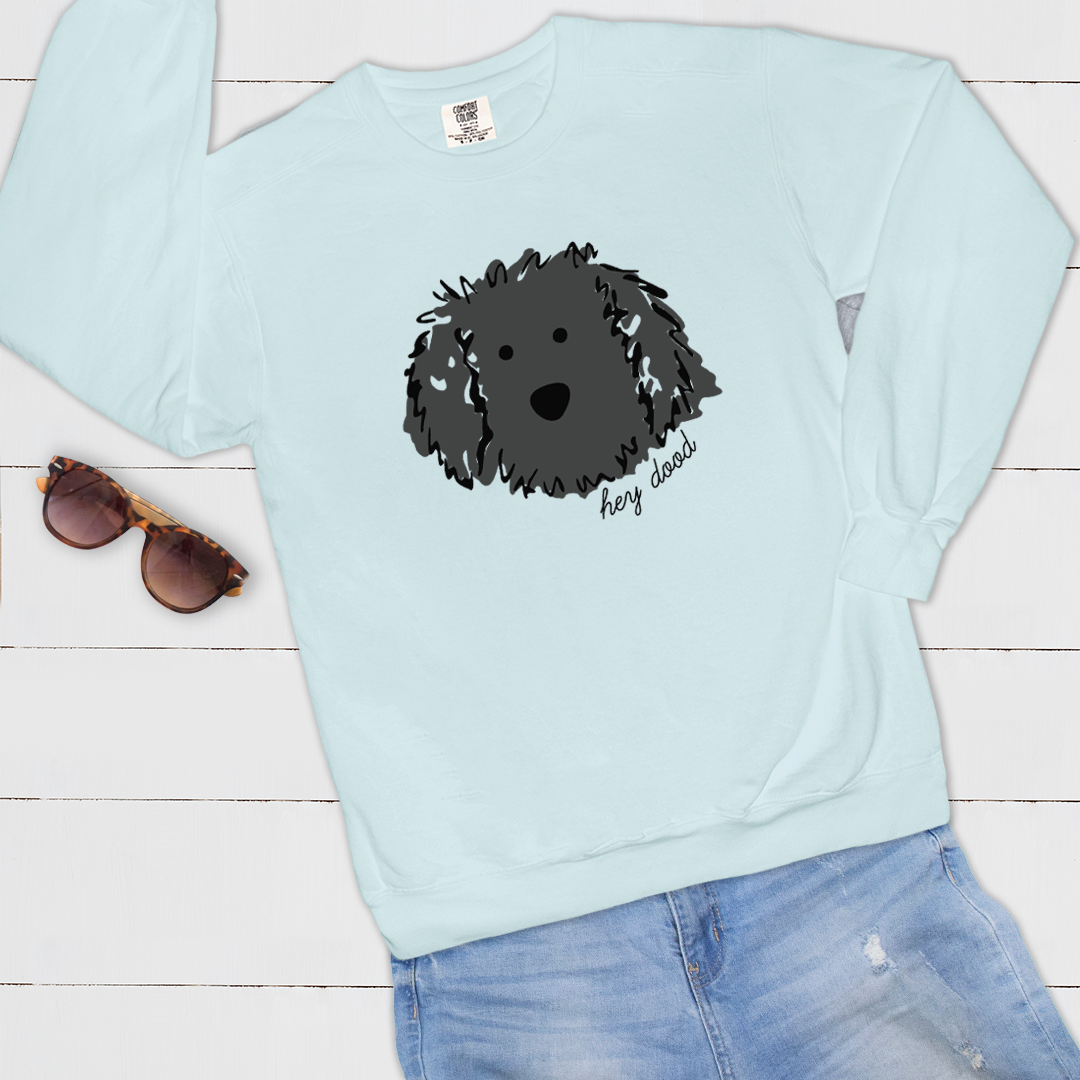 Hey Dood Black Doodle Comfort Color Sweatshirt