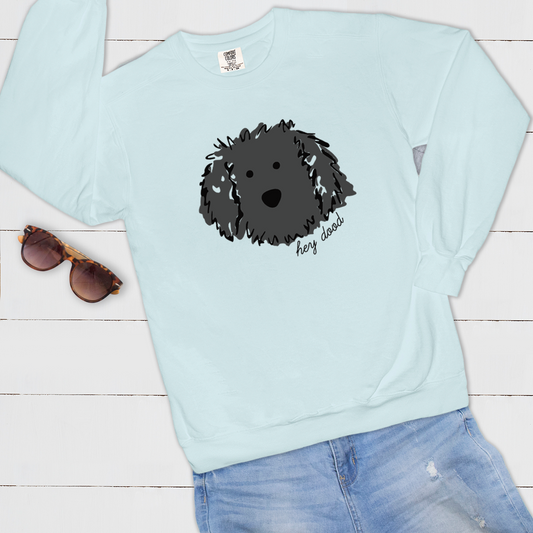 Hey Dood Black Doodle Comfort Color Sweatshirt