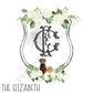 white hydrangea custom crest for wedding