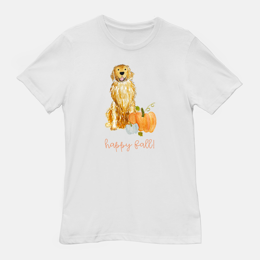 Fall Pumpkin Golden Retriever Unisex Tee