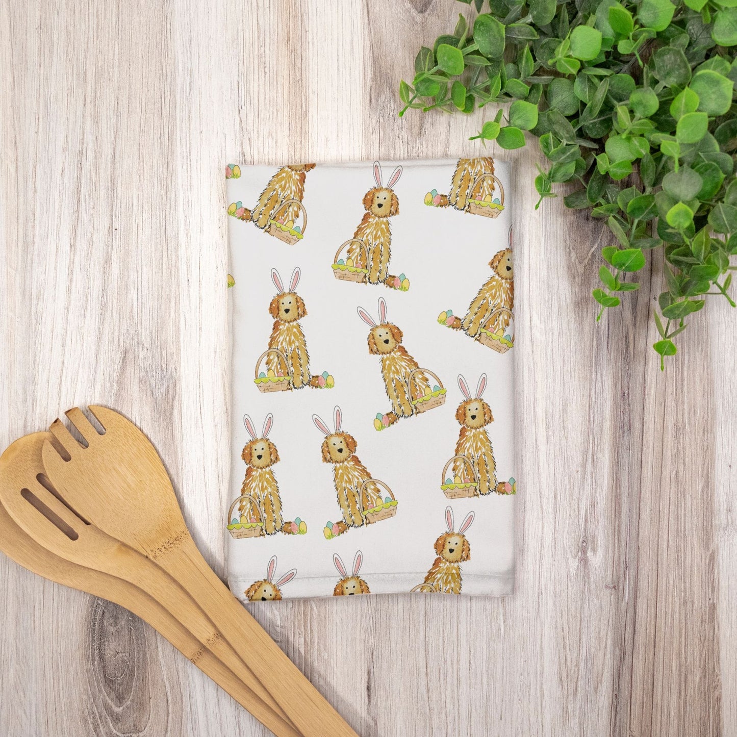 Funny Bunny Doodle Easter Hostess Towel