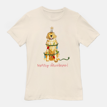 Festive Christmas Golden Retriever Unisex Tee