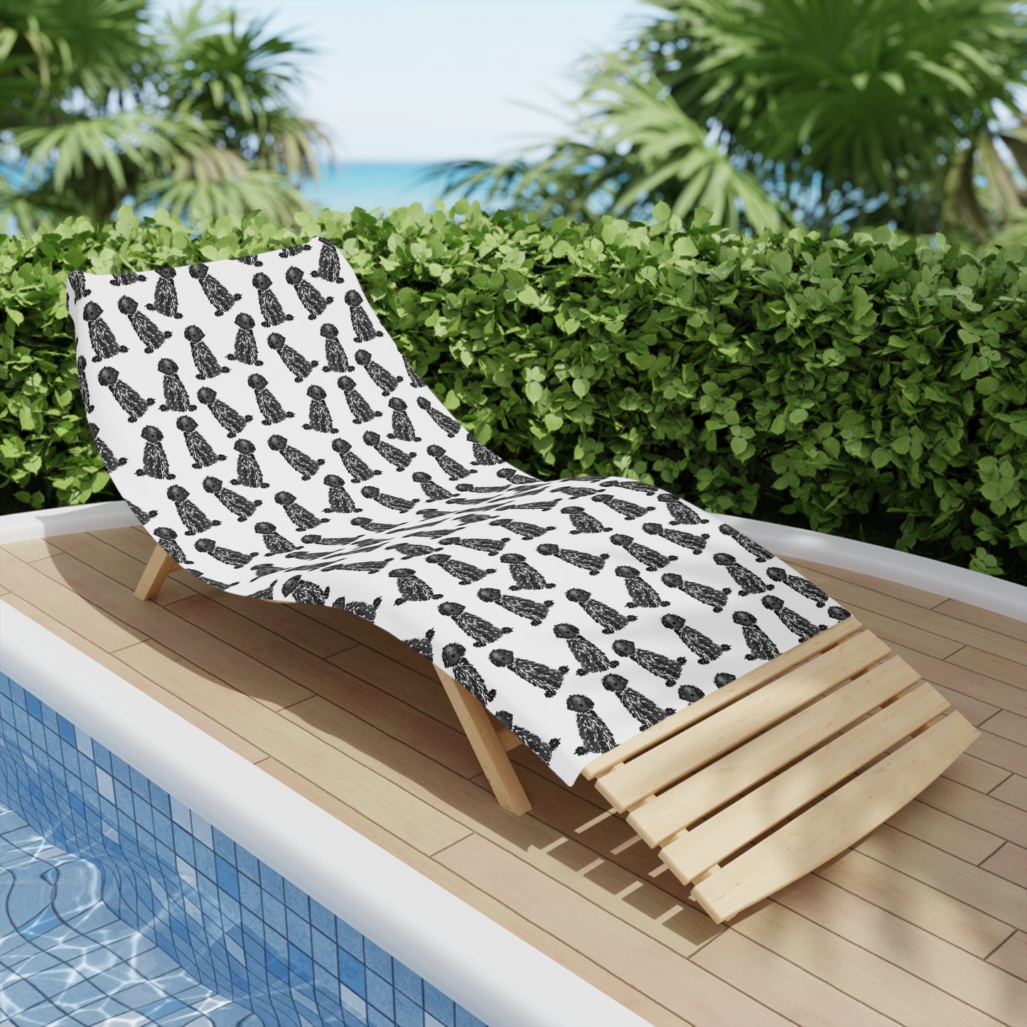 Black Doodle Beach Towel