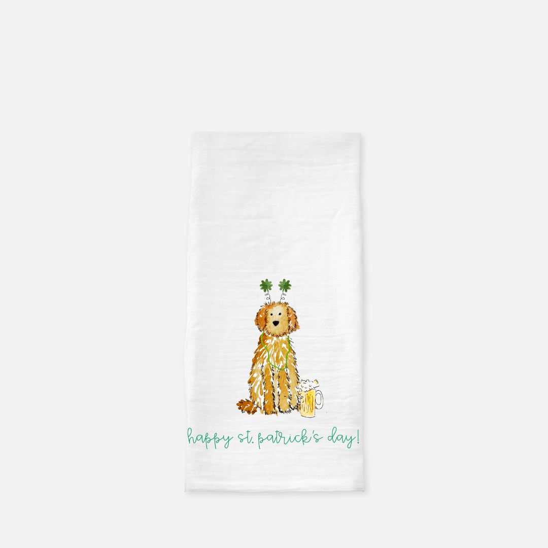 St. Patrick's Day Lucky Doodle Tea Towel