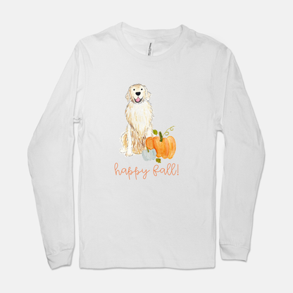 Fall Pumpkin Golden Retriever Unisex Long Sleeve Tee