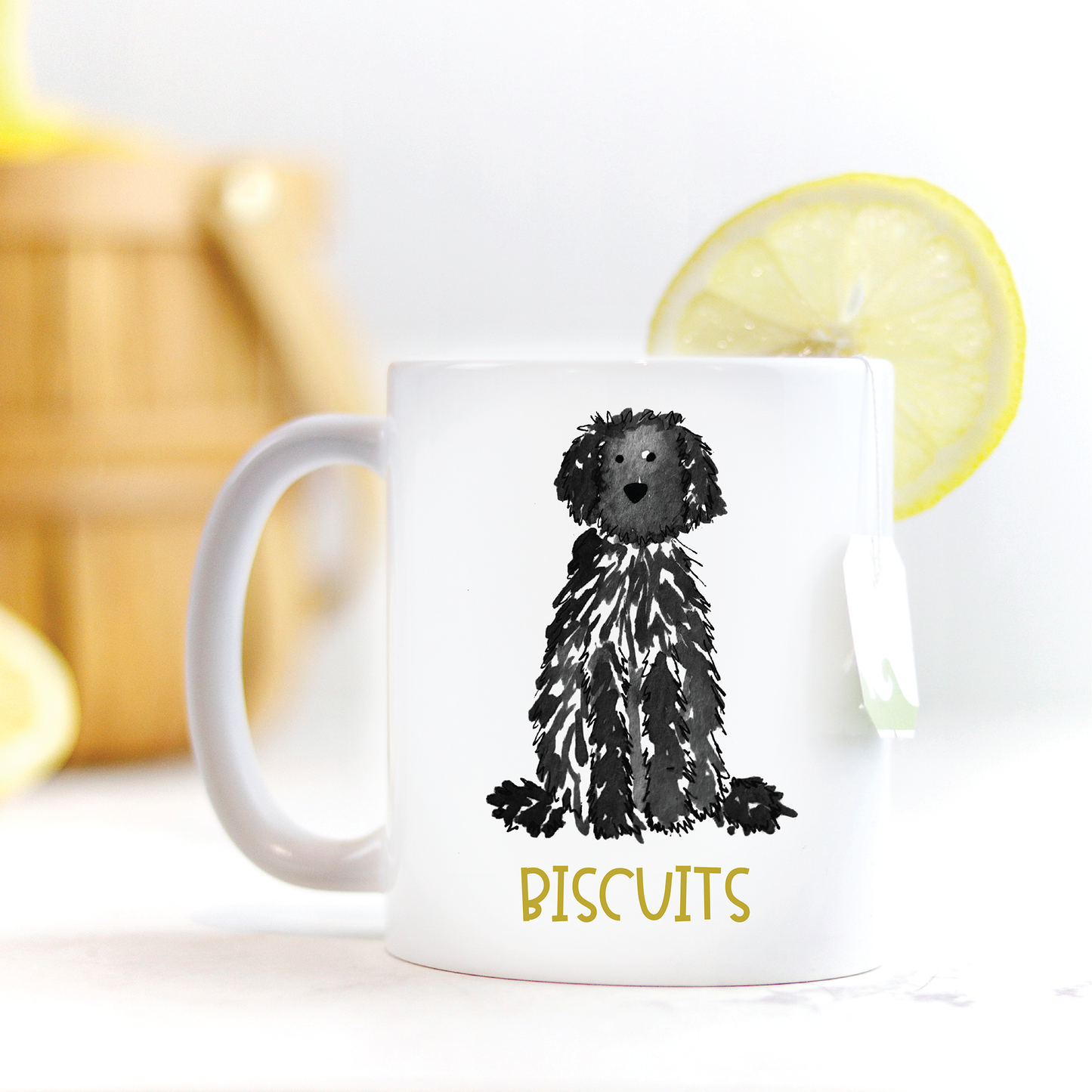 15 oz Goldendoodle coffee mug with custom font