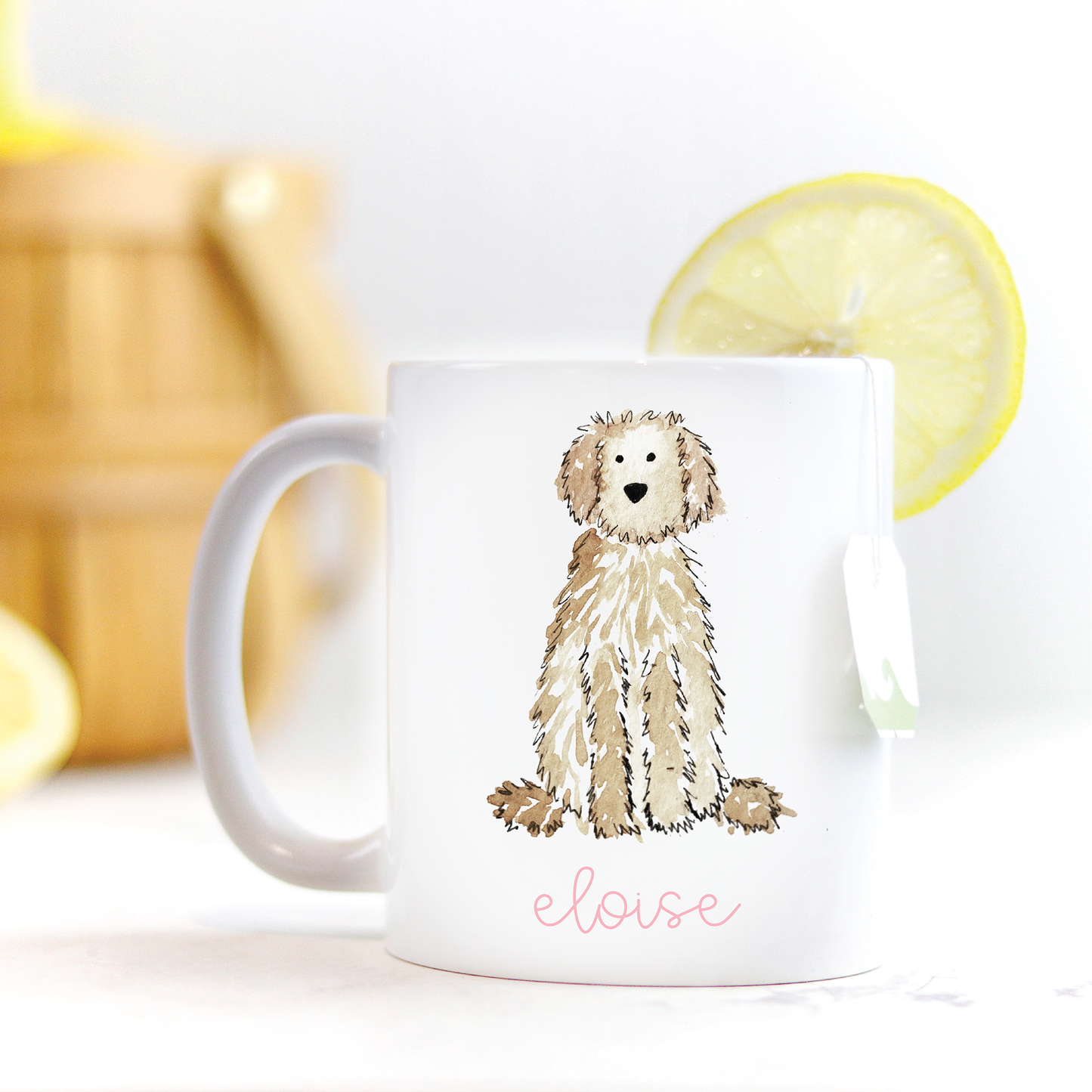 Custom Labradoodle mug with ergonomic handle