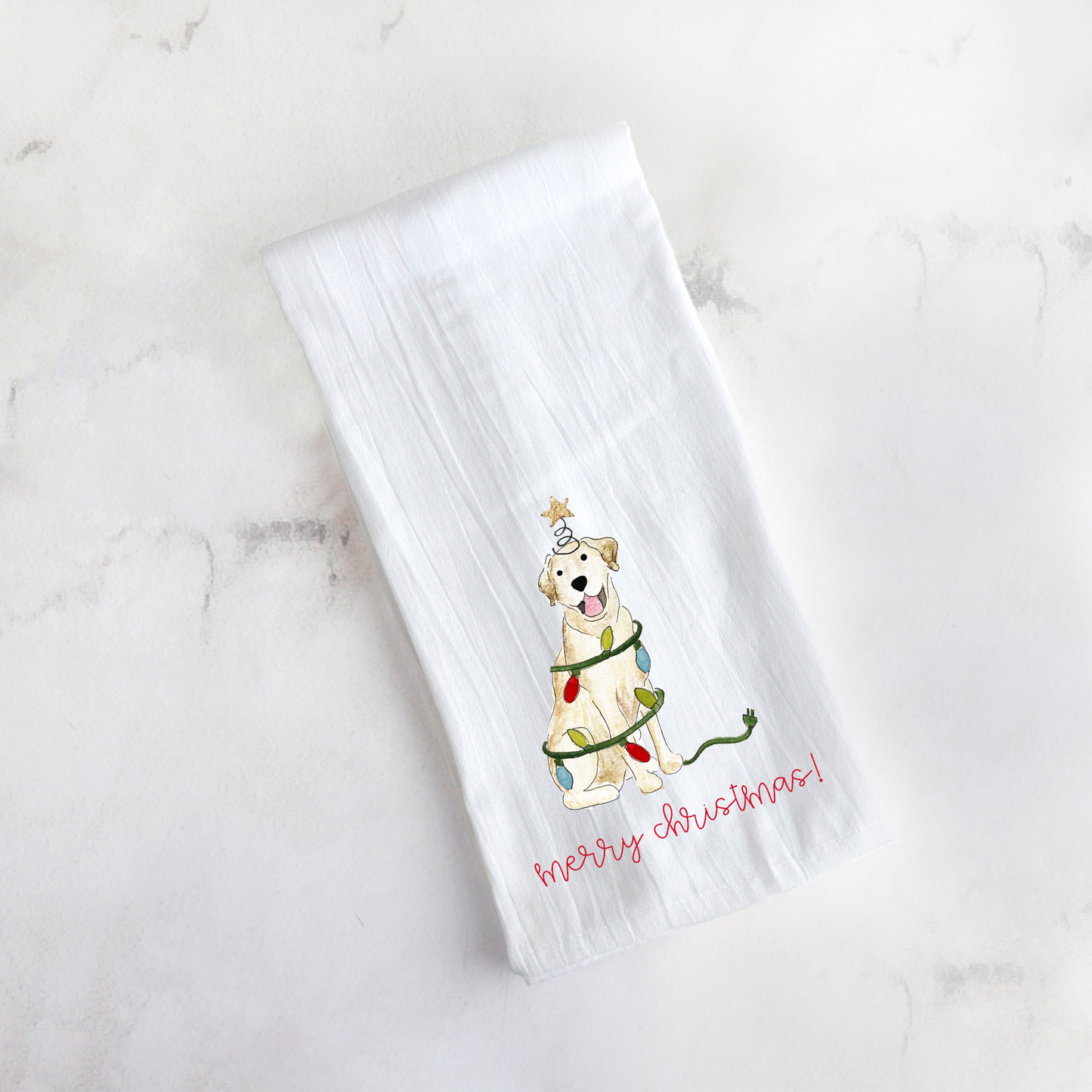 Festive Christmas Lab Tea Towel