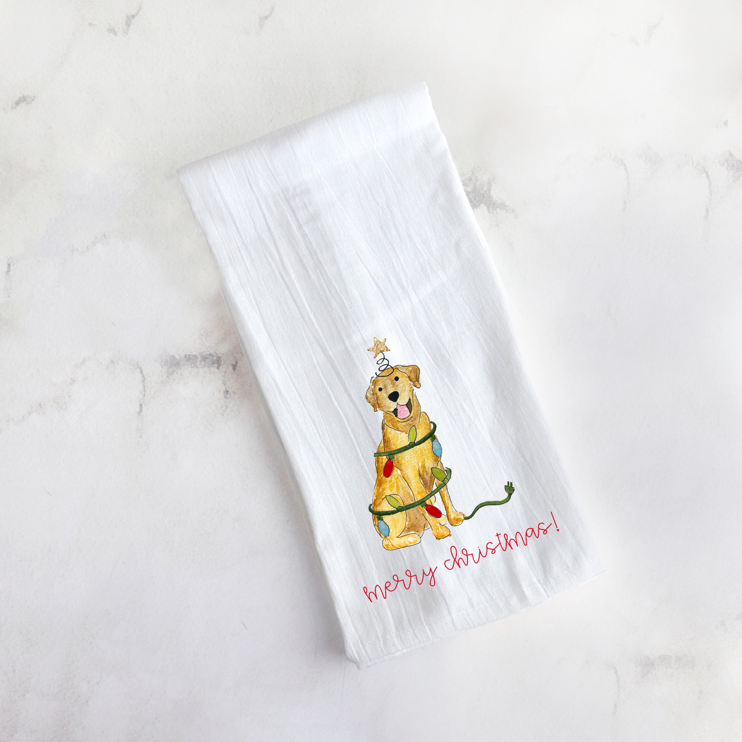 Festive Christmas Lab Tea Towel