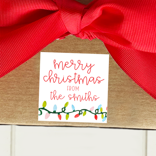 Personalized Christmas Lights Sticker Gift Tags