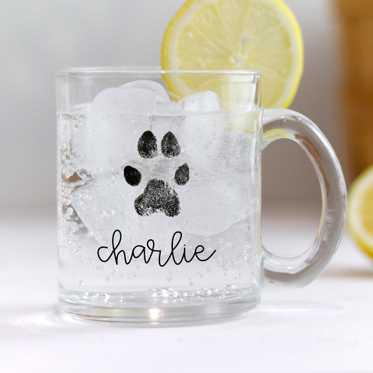 Paw Print Glass Mug