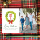 Wreath Monogram Christmas Photo Card