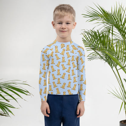 Apricot Doodle Kids Swim Rash Guard - Blue