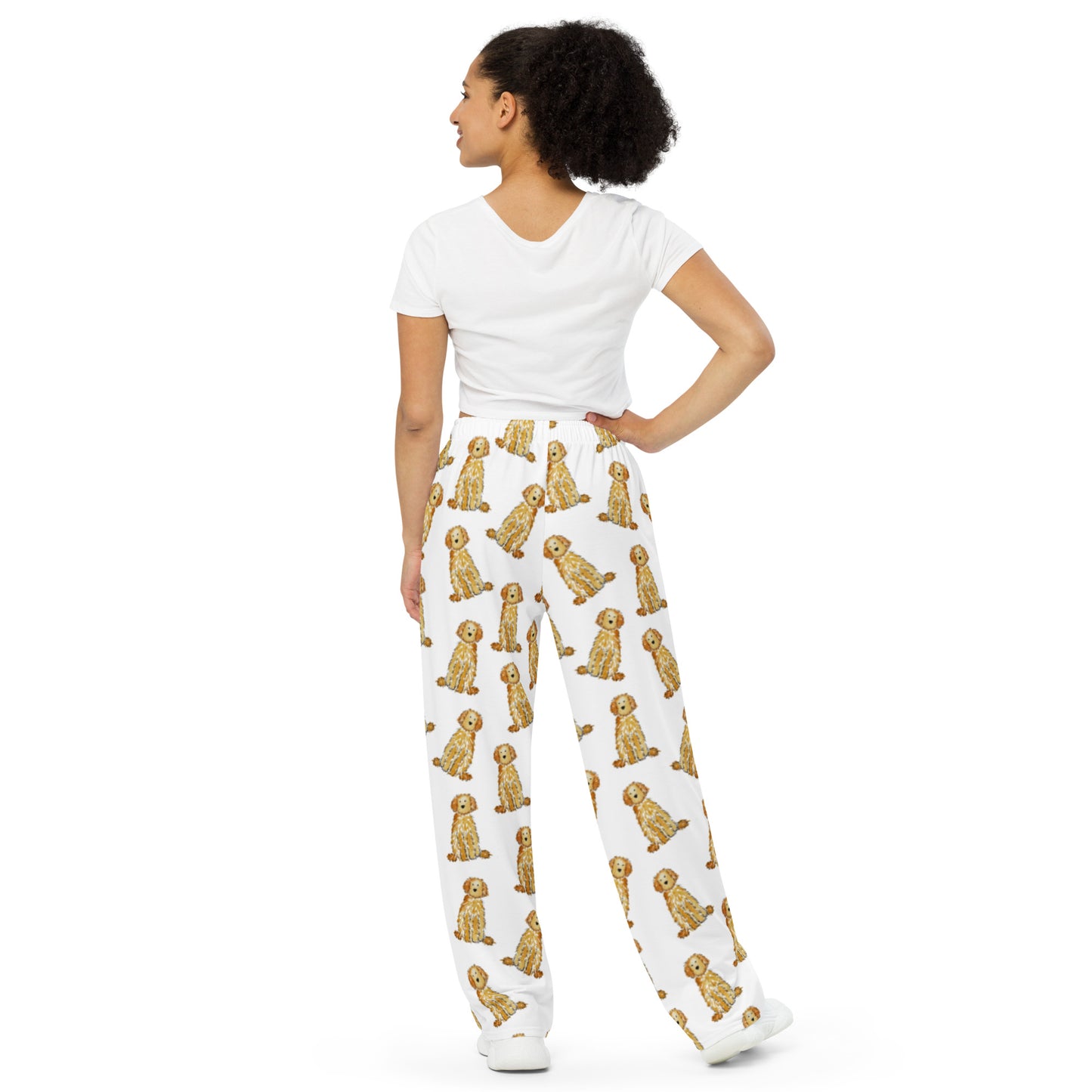 Apricot Goldendoodle Unisex Wide-Leg Pajama Pants