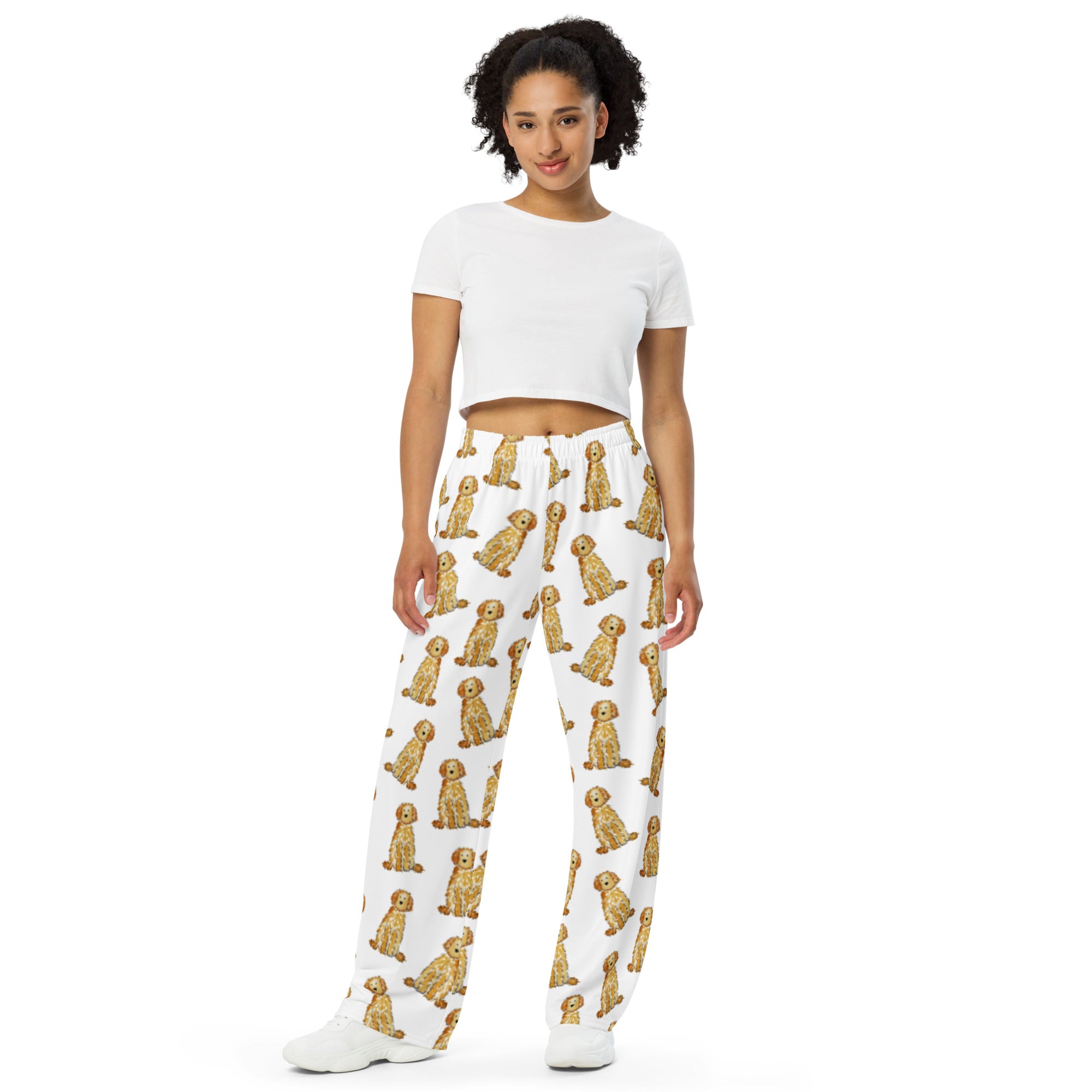 Apricot Goldendoodle Unisex Wide Leg Pajama Pants