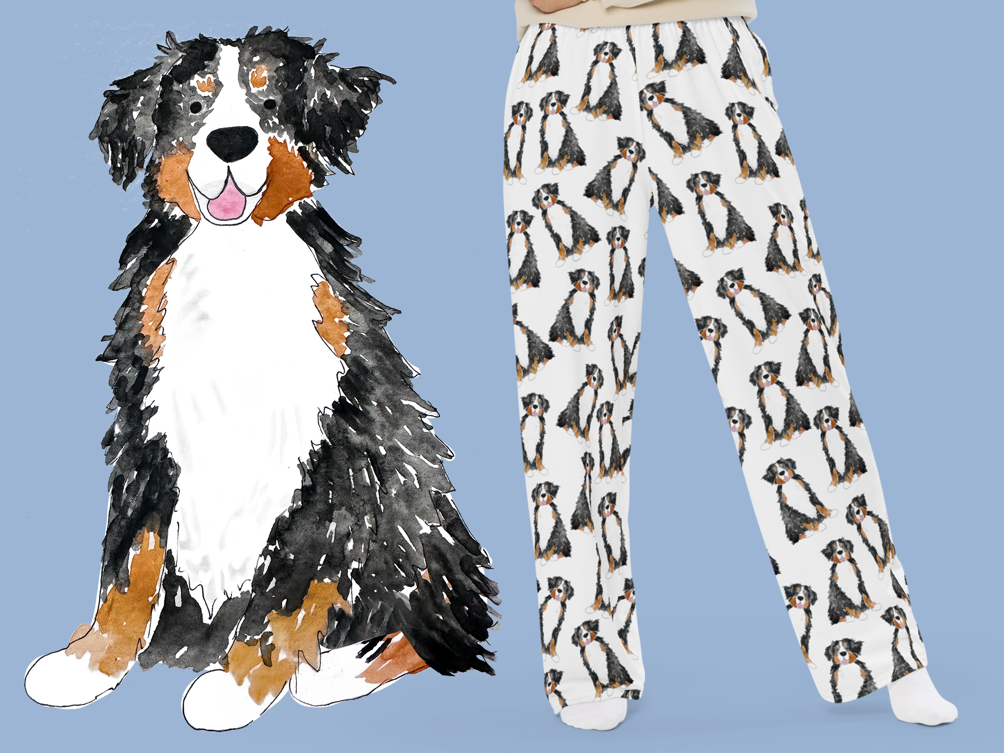 Spotted Dog Pajama Pants For Men. Comfy Mens Dog Lounge Pant
