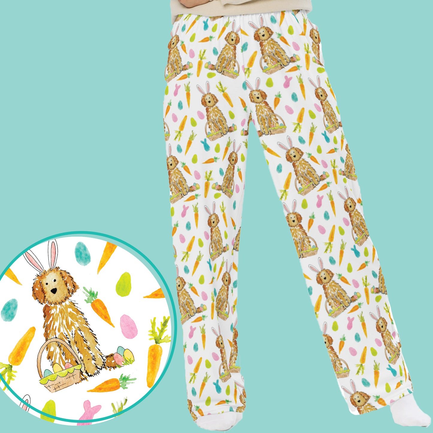 Apricot Funny Bunny Doodle Pajama Pants
