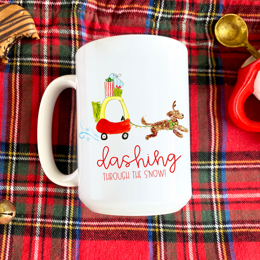 Festive Christmas Doodle Play Car Mug