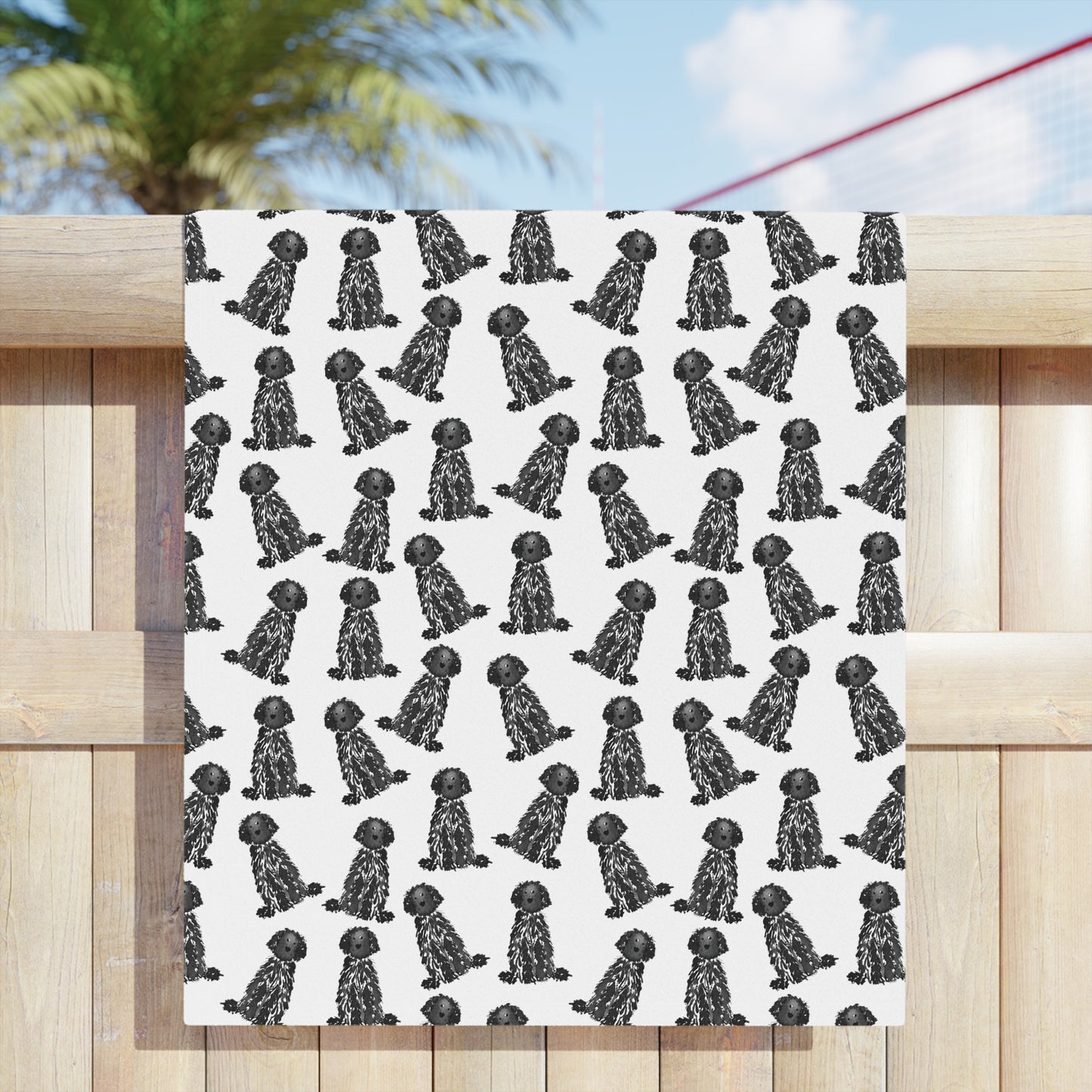 Black Doodle Beach Towel