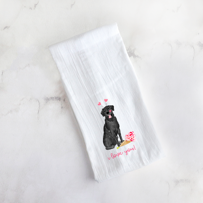 Lovey Dovey Valentine Lab Tea Towel