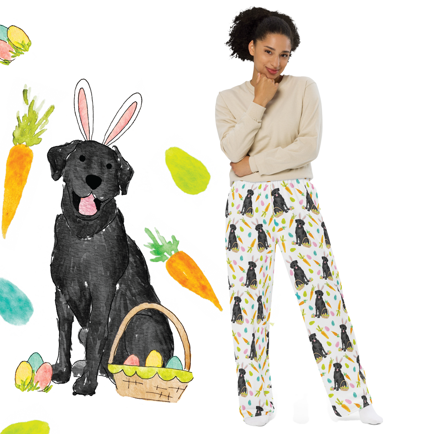 Black Lab Funny Bunny Easter Pajama Pants
