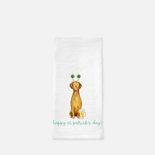 Vizla Pointer Lucky St Patricks Day Tea Towel