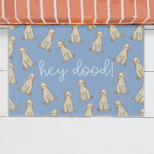 Hey Dood Cream Goldendoodle Welcome Mat