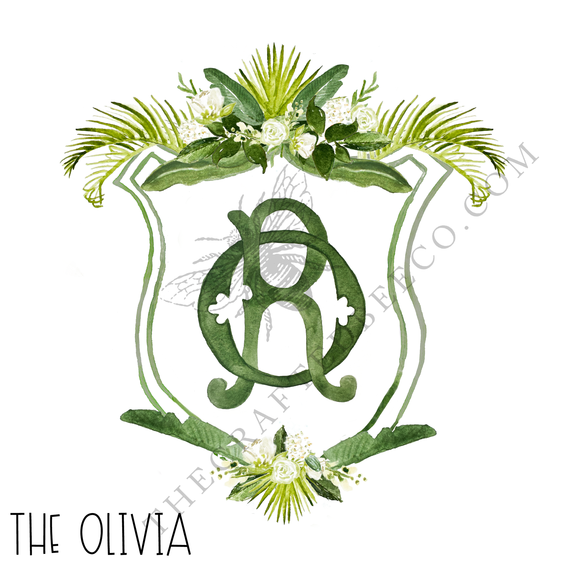 custom crest for wedding white floral palm