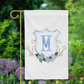 Personalized Watercolor Hydrangea Doodle Crest Garden Flag