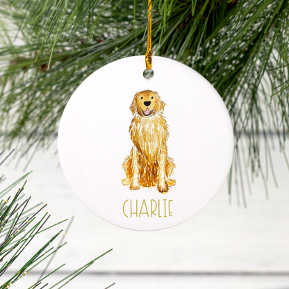 Personalized Golden Retriever Ceramic Ornament