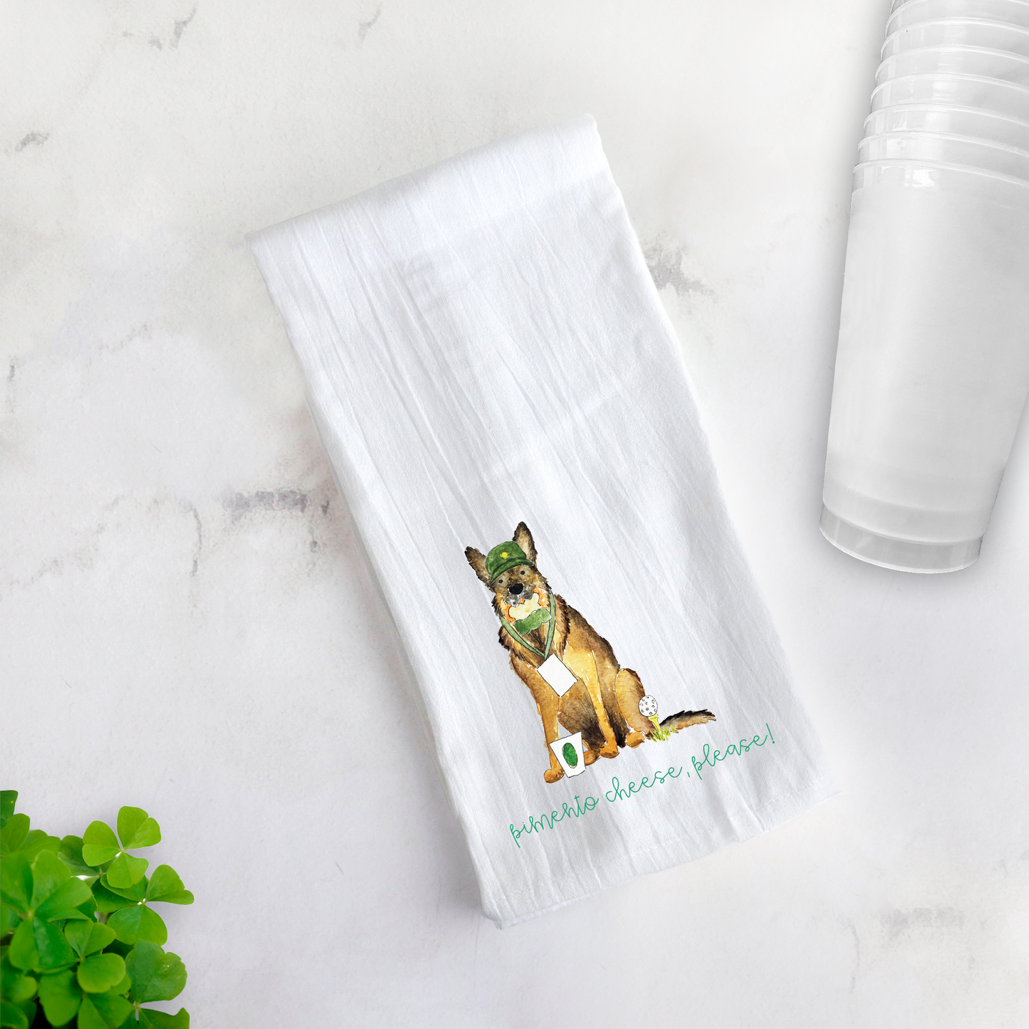 Golf Patron German Shepherd Tea Towel