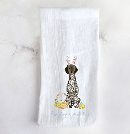German Shorthaired Pointer Funny Bunny Easter Tea Towel