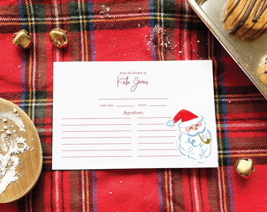 Personalized Santa Christmas Recipe Cards