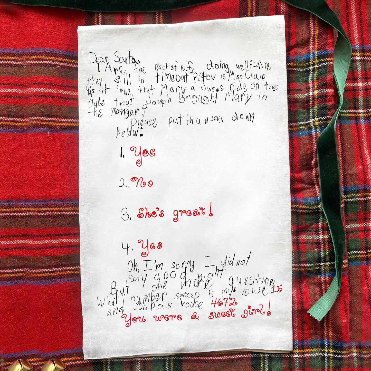 Personalized Christmas Letter to Santa Tea Towel