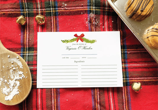 Personalized Christmas Garland Recipe Cards