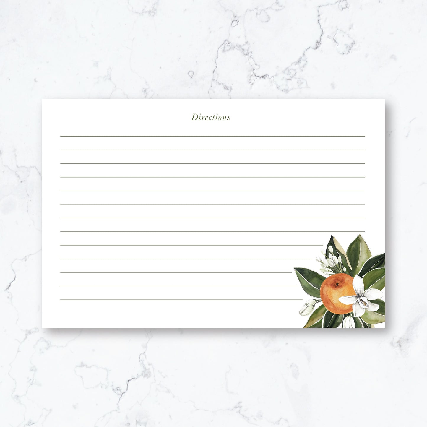 Personalized Orange Citrus Recipe Box Cards