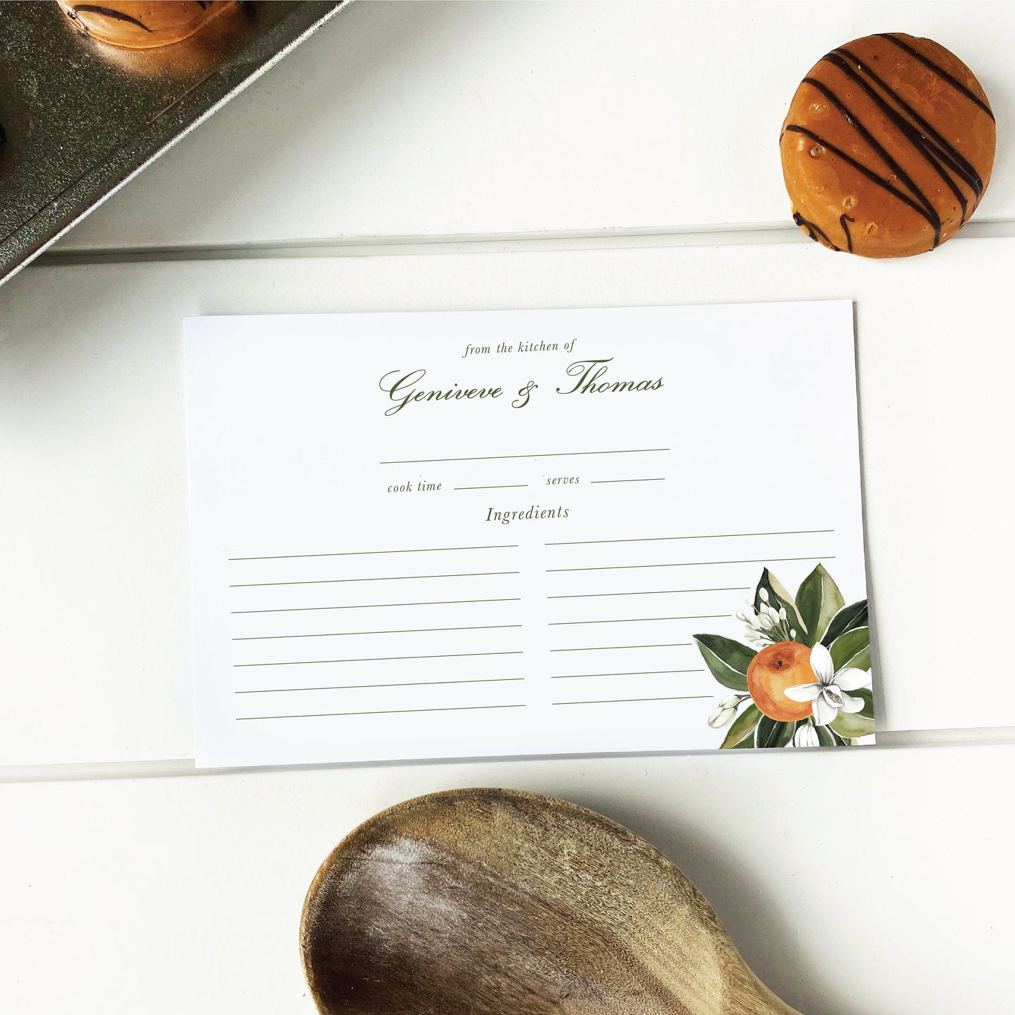 Personalized Orange Citrus Recipe Box Cards