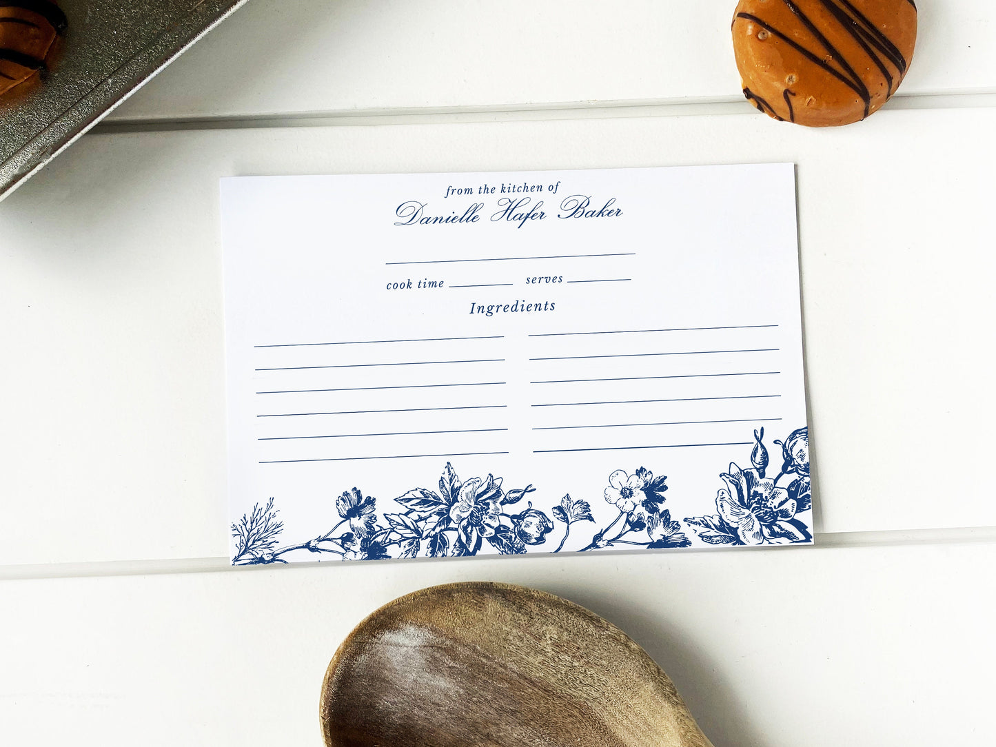 Personalized Floral Recipe Box Cards