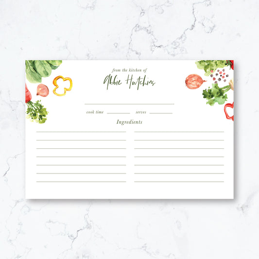 Personalized Cooking Recipe Box Cards