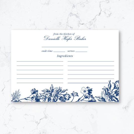 Personalized Floral Recipe Box Cards