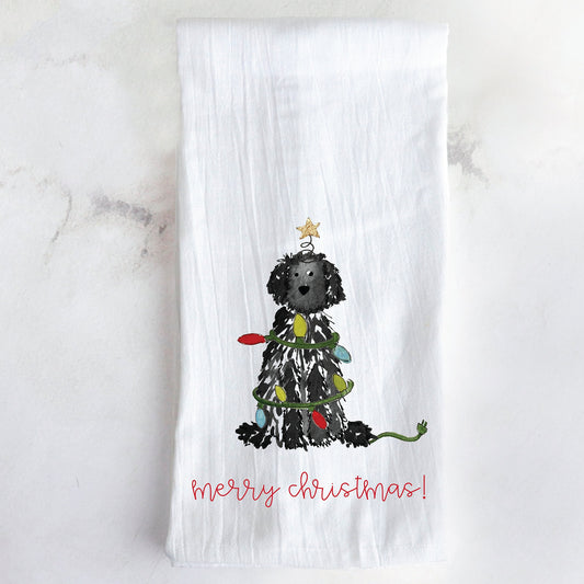 Festive Christmas Doodle Tea Towel