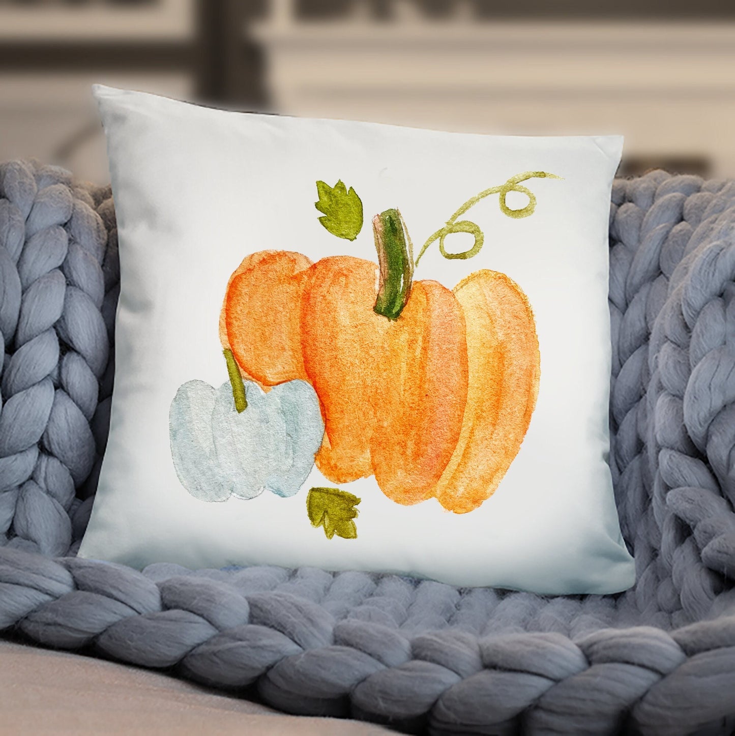 Personalized Watercolor Pumpkin Pillow