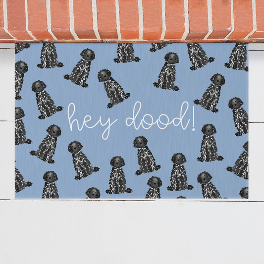 Hey Dood Black Goldendoodle Welcome Mat