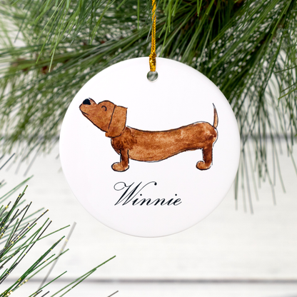 Personalized Dachshund Ceramic Ornament